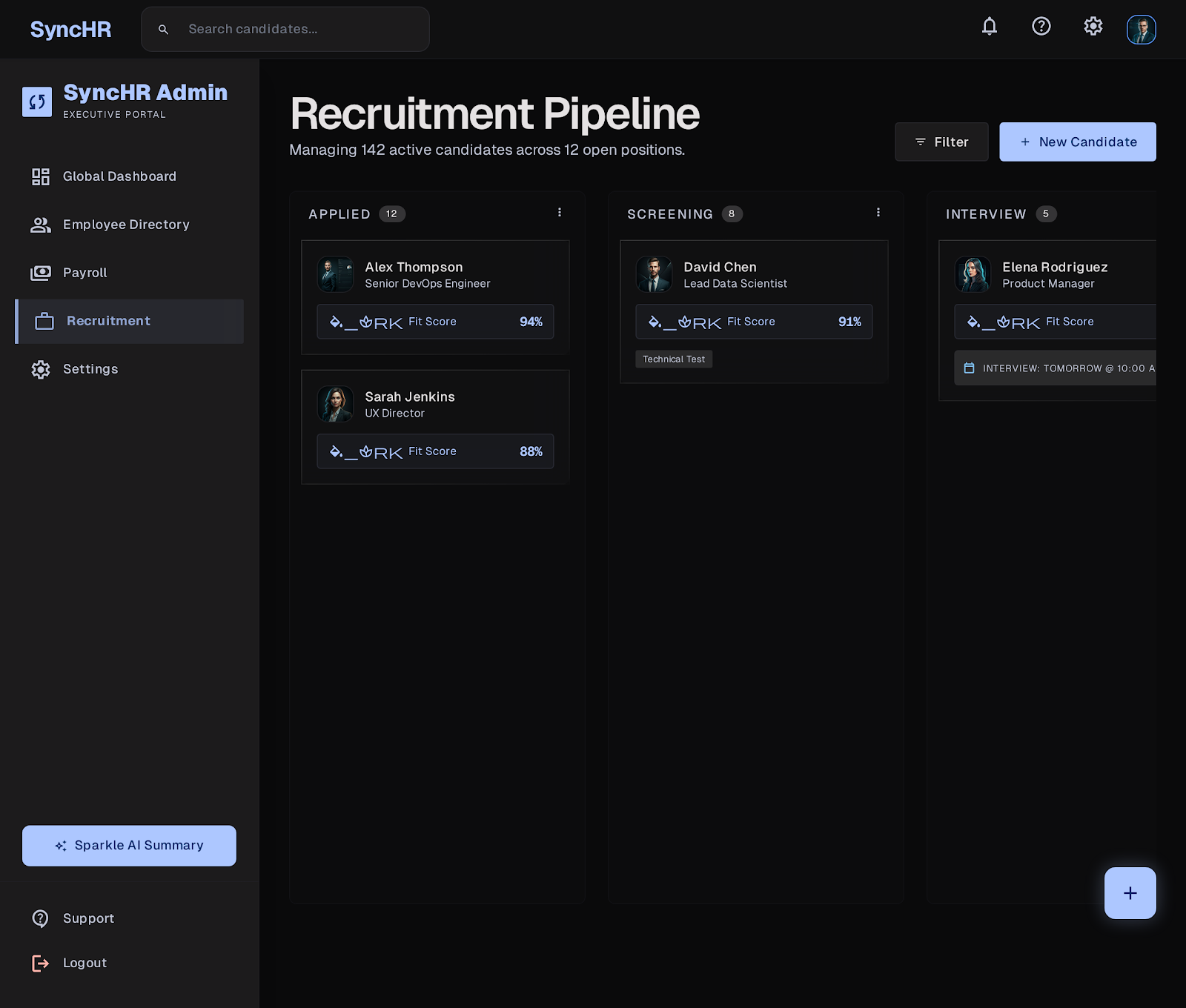 HRMS dashboard screen 17